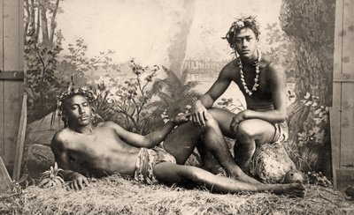 Twee mannelijke dansers, Tahiti, 1887 door Unknown